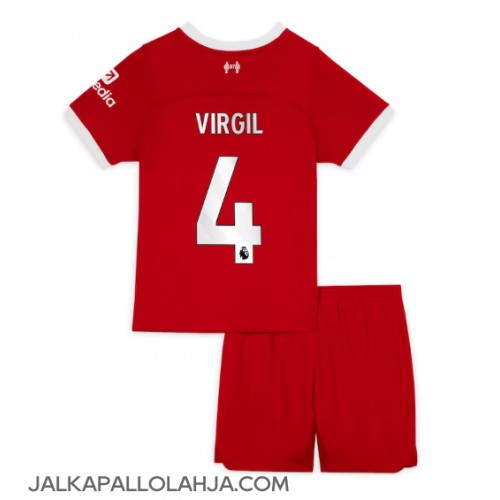 Liverpool Virgil van Dijk #4 Kopio Lastenvaatteet Koti Pelipaita Lasten 2023-24 Lyhyet Hihat (+ shortsit)